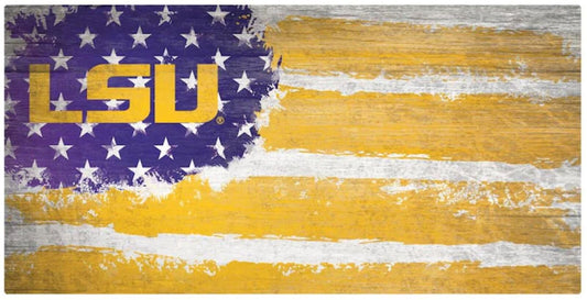 LSU Tigers "Flag Themed" Wood Signs 6"x12"