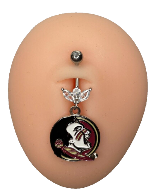 Florida State Seminoles Steel Ring Marquise Sprout Belly Piercing Hypoallergenic