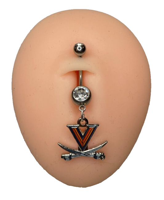 Virginia Cavaliers Double Gem Surgical Steel Navel Ring Belly Piercing