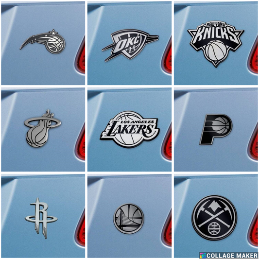 NBA CHROME METAL AUTO EMBLEMS - 3" X 3" - PICK YOUR TEAM