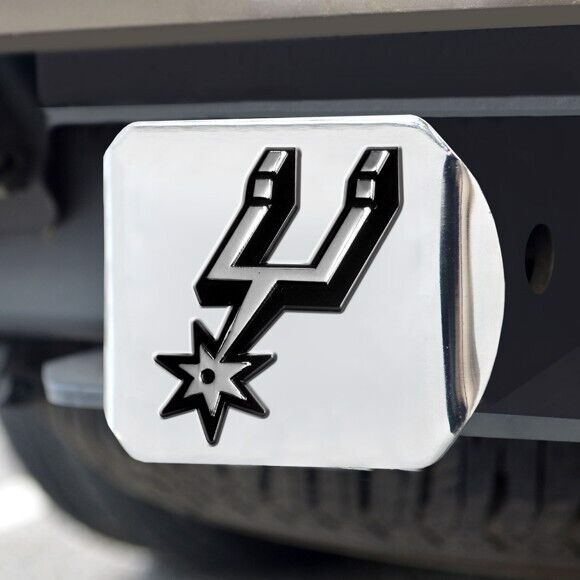 San Antonio Spurs Hitch Cover - Heavy Duty Chrome  - 3.4" x 4"