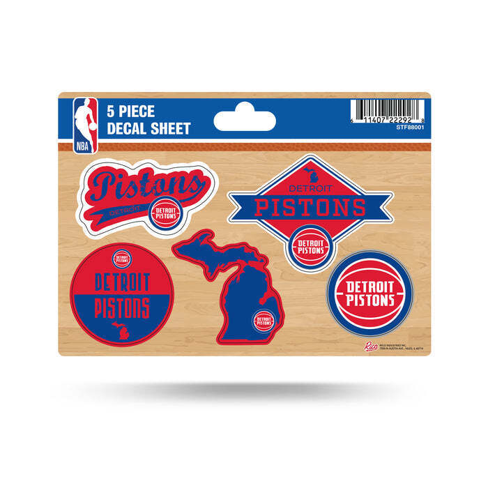 Set of 2 - Detroit Pistons NBA 5-Pc Sticker Sheet