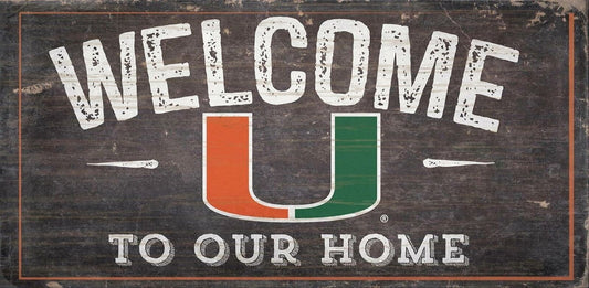 Miami Hurricanes "Welcome Home" Wood Signs 6"x12"