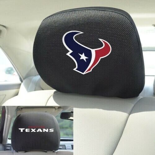 Set of 2  Houston Texans Embroidered Headrest Covers  Mesh  Two Sided