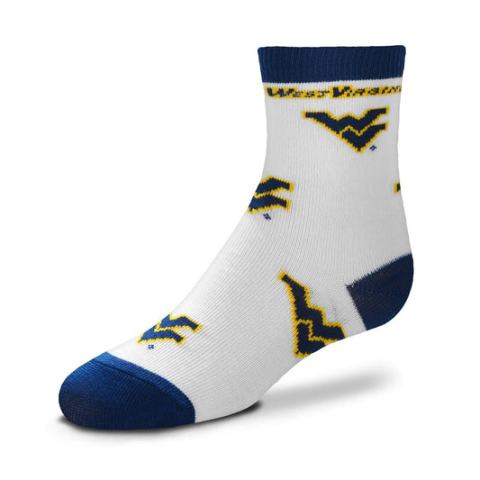 Set of 2  West Virginia Mountaineers "All Over" Design Child Socks  Size 8-13  W