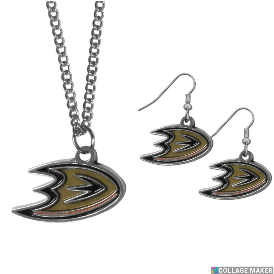 Anaheim Ducks Dangle Earrings & Necklace Set