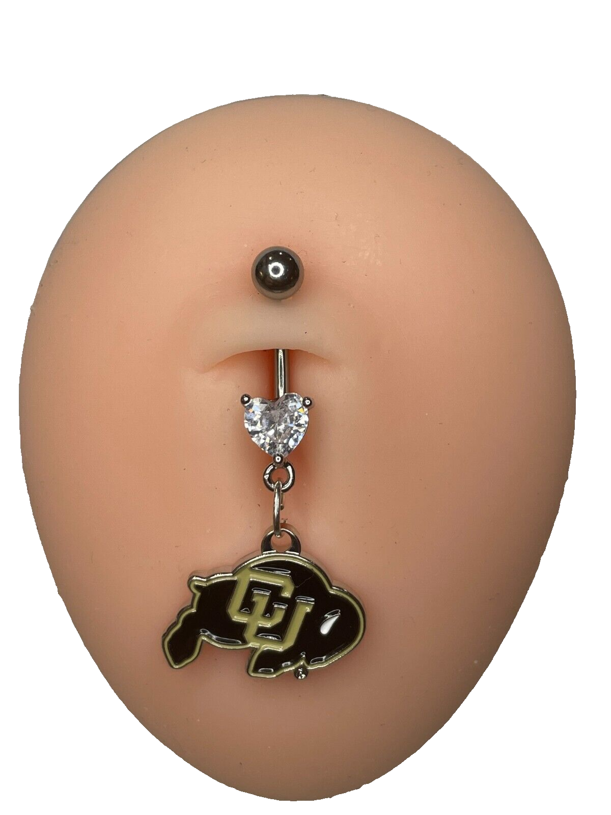 Colorado Buffaloes Heart Navel CZ Ring Belly Piercing - Hypoallergenic