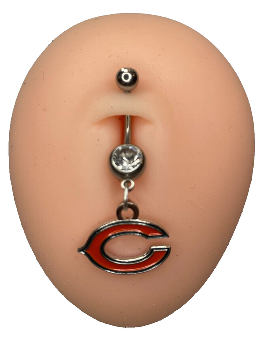 Chicago Bears Double Gem Surgical Steel Navel Belly Ring Piercing