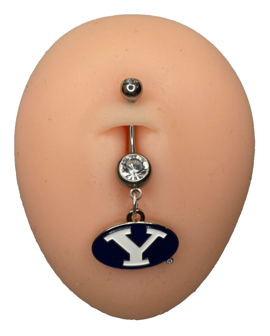 BYU Cougars Double Gem Surgical Steel Navel Ring Belly Piercing