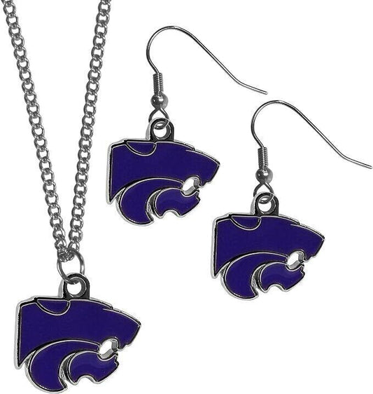 Kansas State Wildcats Dangle Earrings & Necklace Set