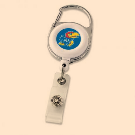 Kansas Jayhawks 24-inch Heavy-Duty Retractable Nylon Cord and Carabiner Clip