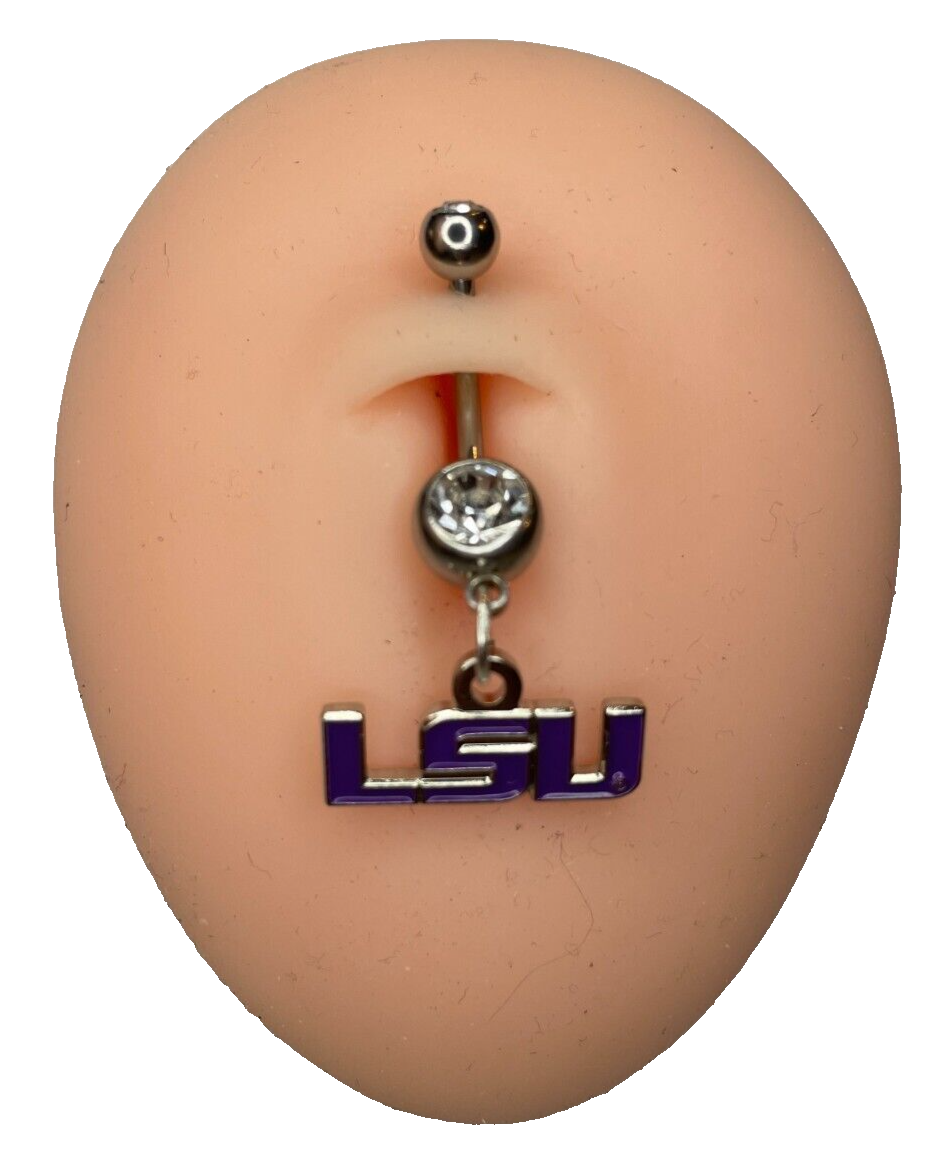 LSU Tigers Double Gem Surgical Steel Navel Ring Belly Piercing