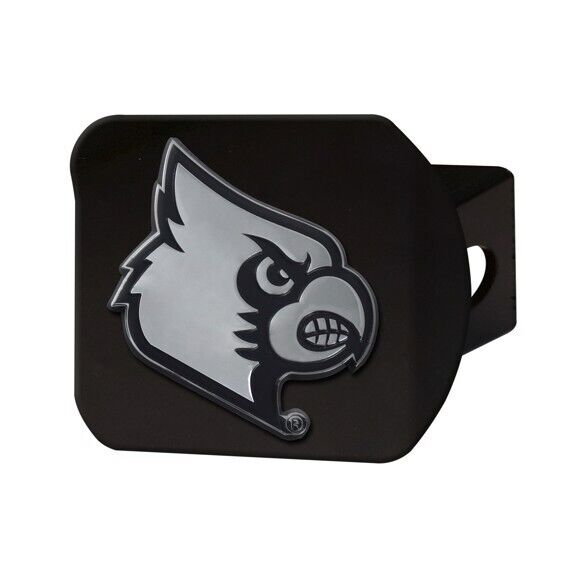 Louisville Cardinals Hitch Cover - Heavy Duty Black - 3.4" x 4"