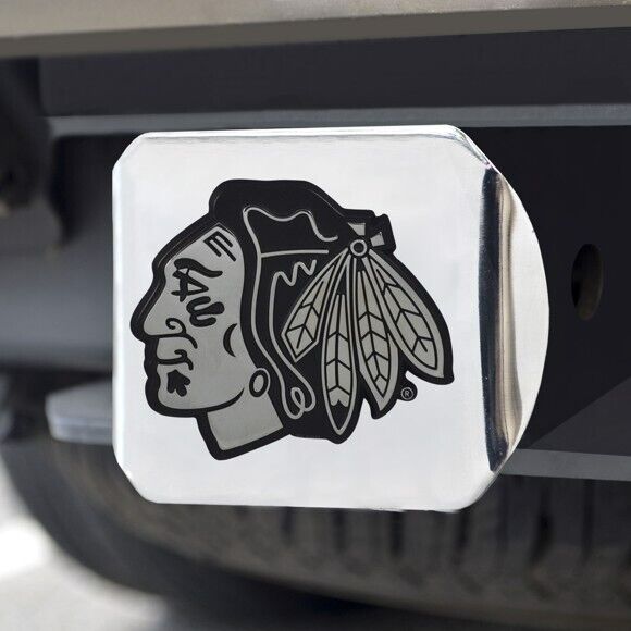 Chicago Blackhawks Hitch Cover - Heavy Duty Chrome  - 3.4" x 4"