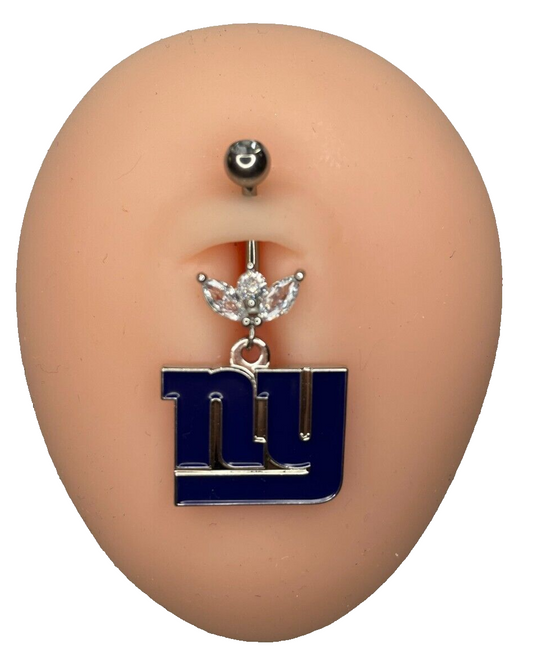 New York Giants Steel Ring Marquise CZ Sprout Belly Piercing Hypoallergenic