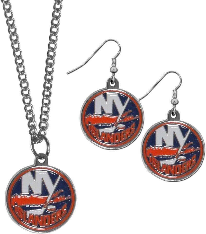 New York Islanders Dangle Earrings & Necklace Set