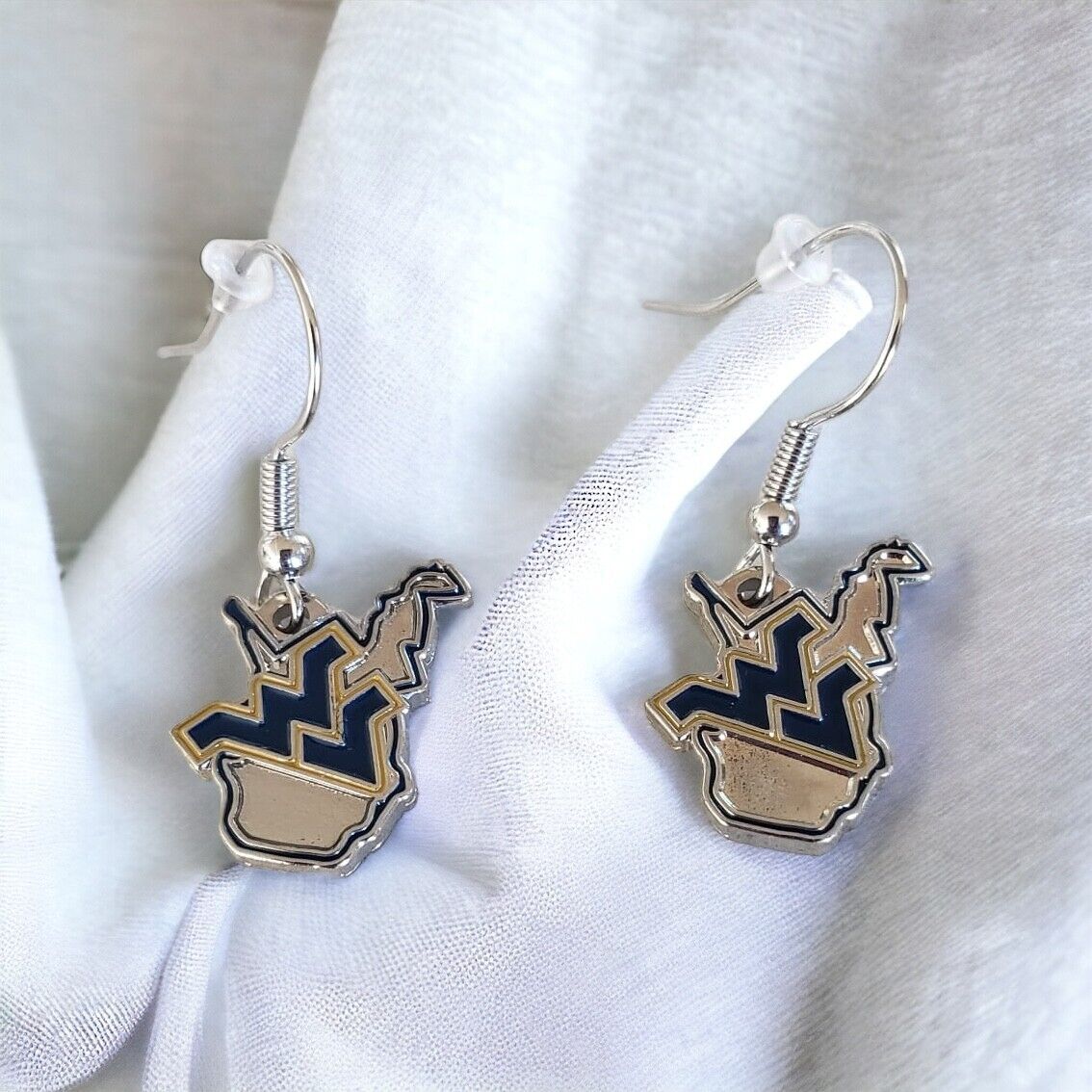 West Virginia Mountaineers State Design Dangle Earrings  Nickel Free