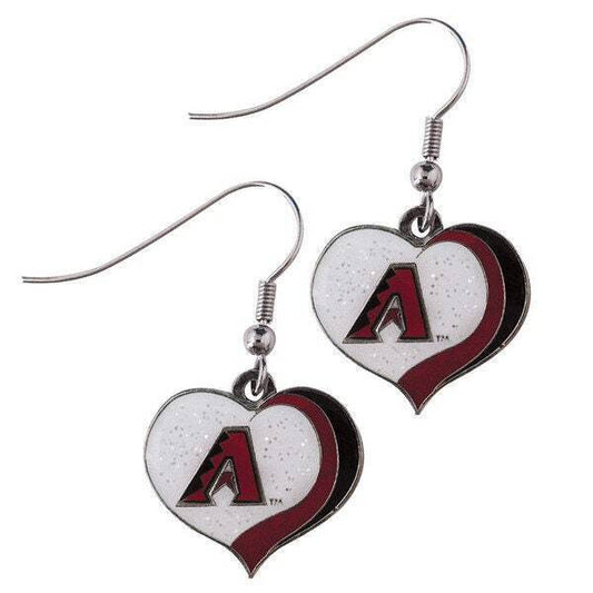 Arizona Diamondbacks Glitter Sparkle Heart Earrings  Nickel Free