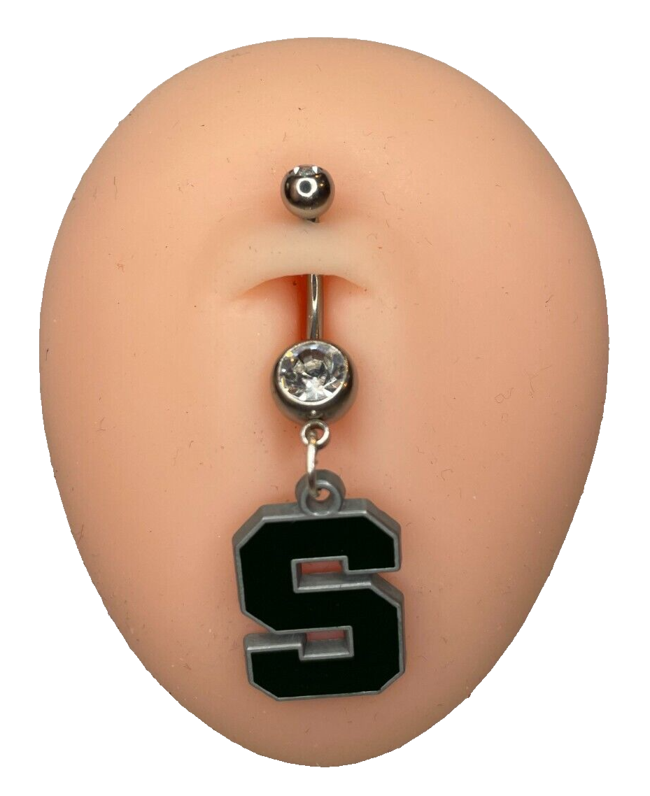 Michigan State Spartans "S" Double Gem Surgical Steel Navel Belly Piercing