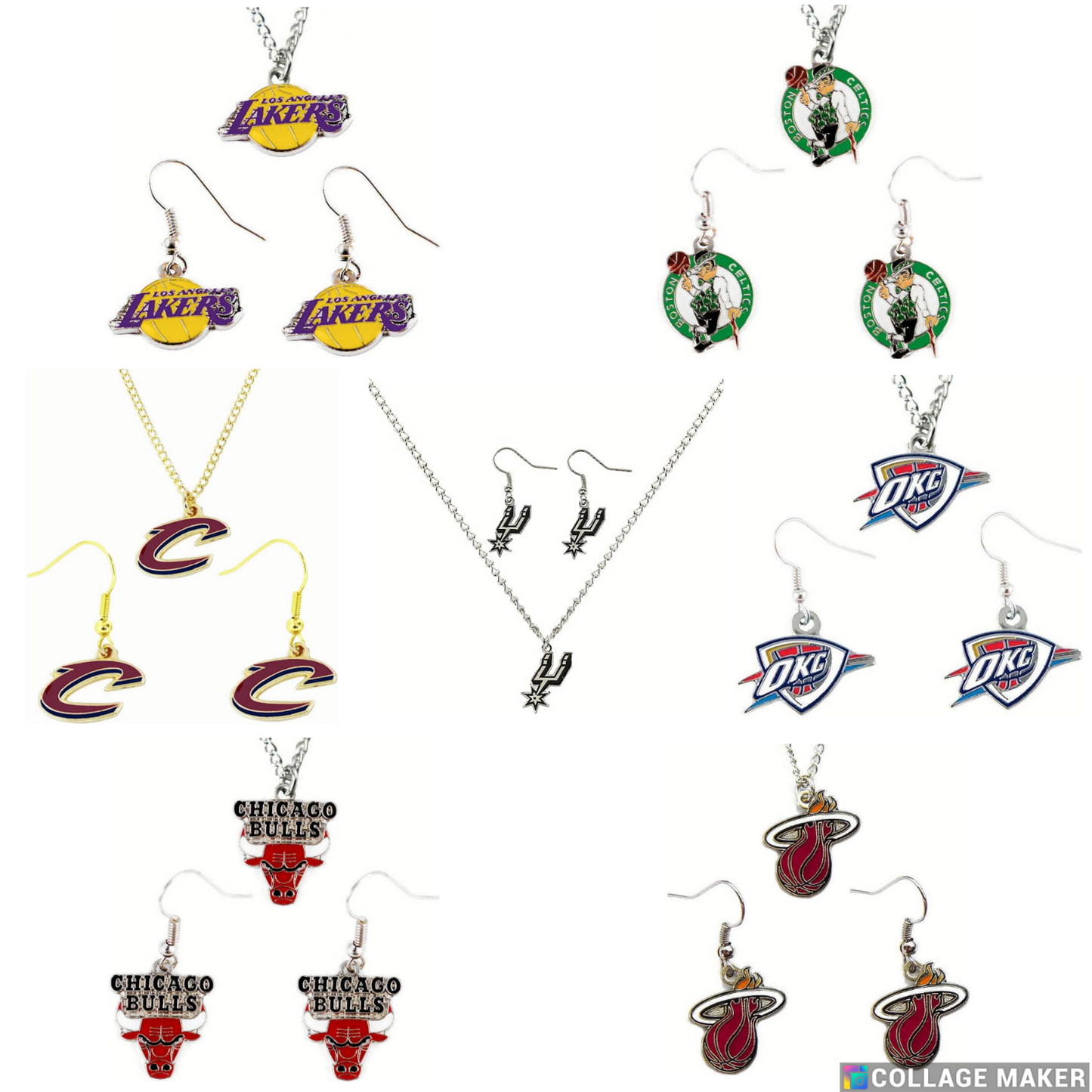 NBA Licensed Necklace & Dangler Earrings Set - Pick Your Team