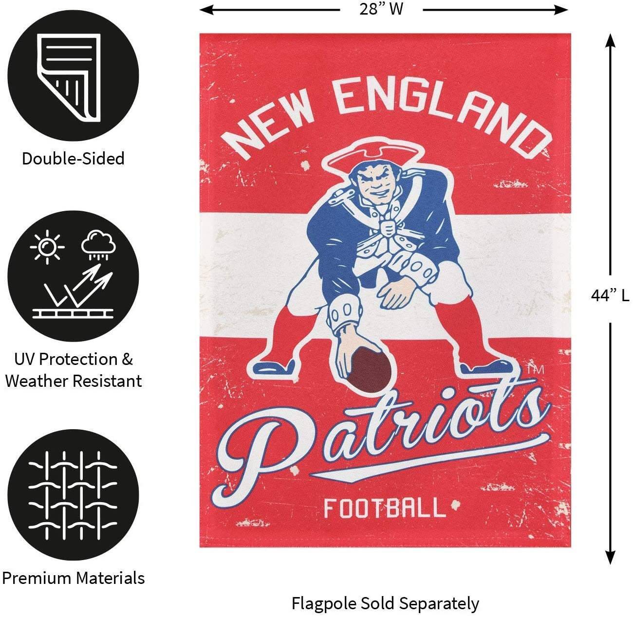 New England Patriots Double Sided Suede Team Flags 28"X44"  Vintage Look