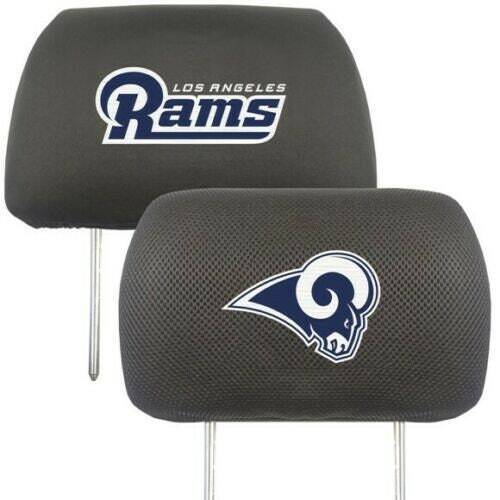 Set of 2  Los Angeles Rams Embroidered Headrest Covers  Mesh  Two Sided