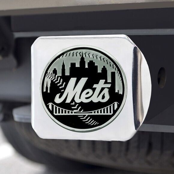 New York Mets Hitch Cover - Heavy Duty Chrome  - 3.4" x 4"