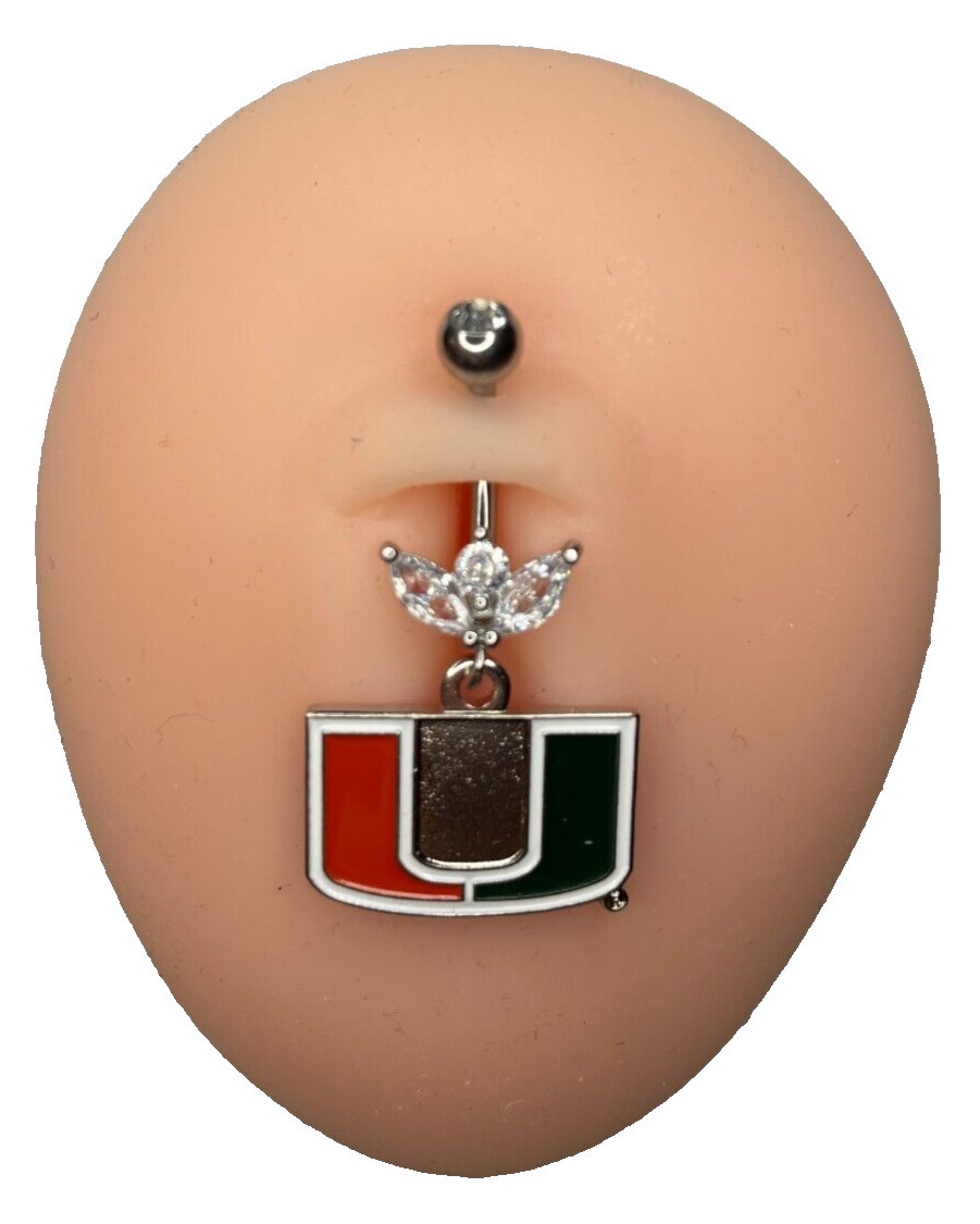 Miami Hurricanes Steel Ring With Marquise Sprout Belly Piercing  Hypoallergenic