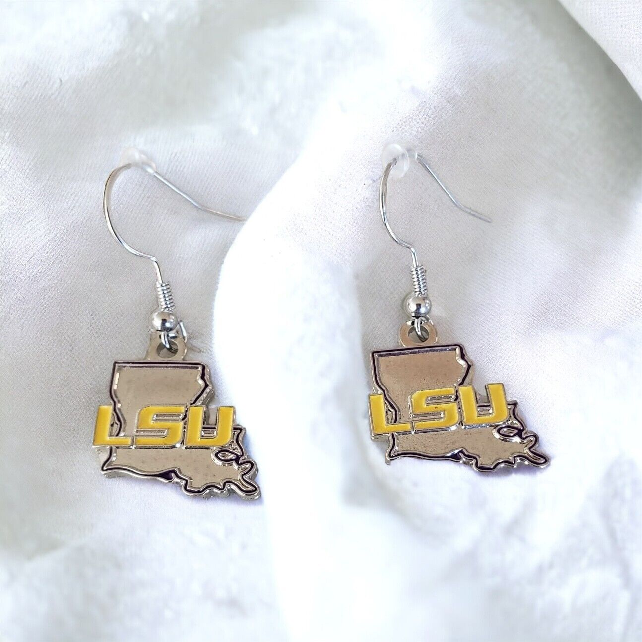 LSU Tigers State Design Dangle Earrings  Nickel Free