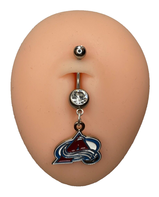 Colorado Avalanche Double Gem Surgical Steel Navel Ring Belly Piercing