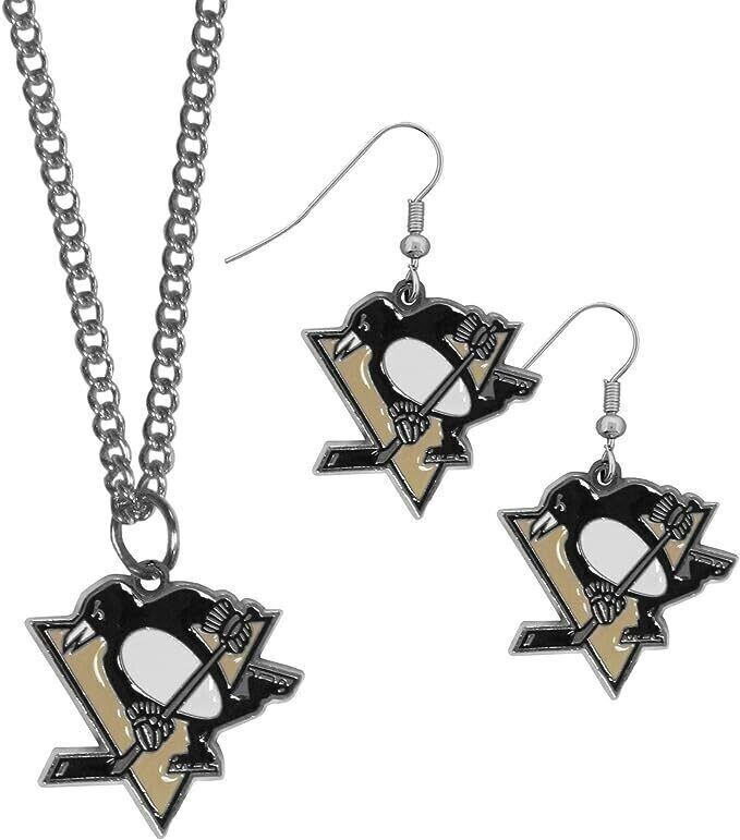 Pittsburgh Penguins Dangle Earrings & Necklace Set