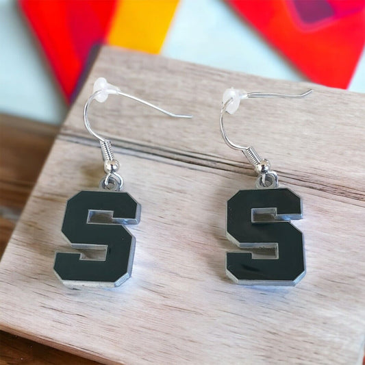 MICHIGAN STATE SPARTANS "S" LOGO DANGLER EARRINGS