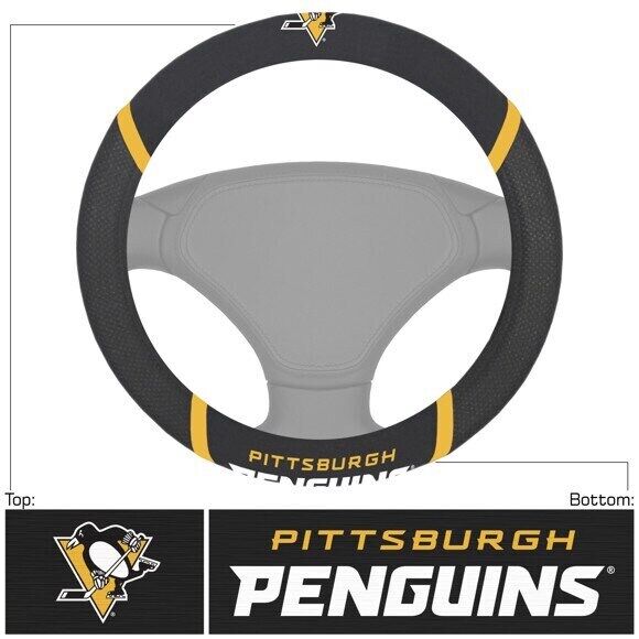 Pittsburgh Penguins Embroidered Steering Wheel Covers-faux Suede & Fabric Mesh