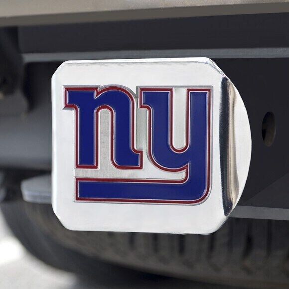 New York Giants Hitch Cover  Color on Chrome 3.4"x4"  3D Molded Design  Made of 