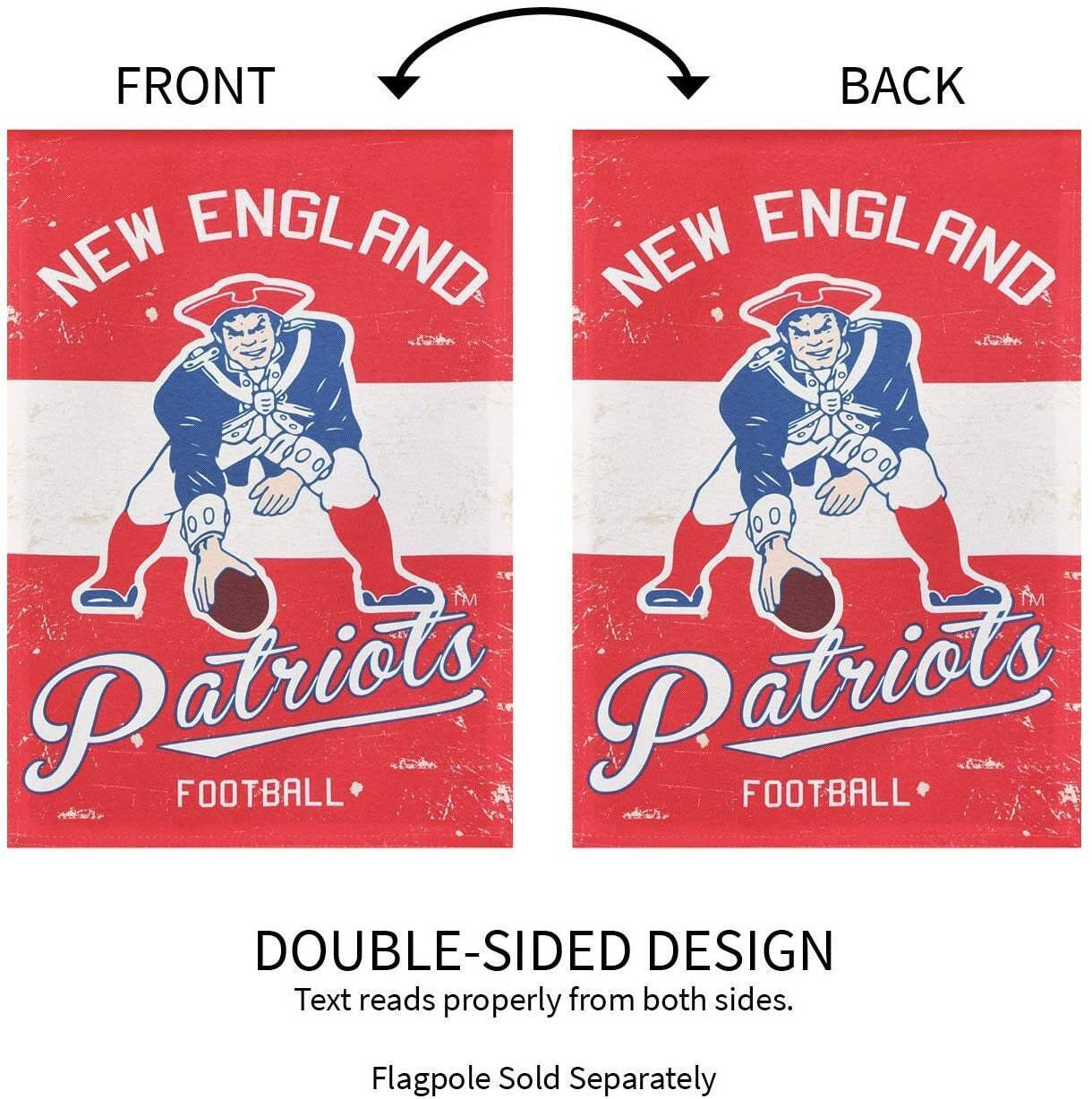 New England Patriots Double Sided Suede Team Flags 28"X44"  Vintage Look