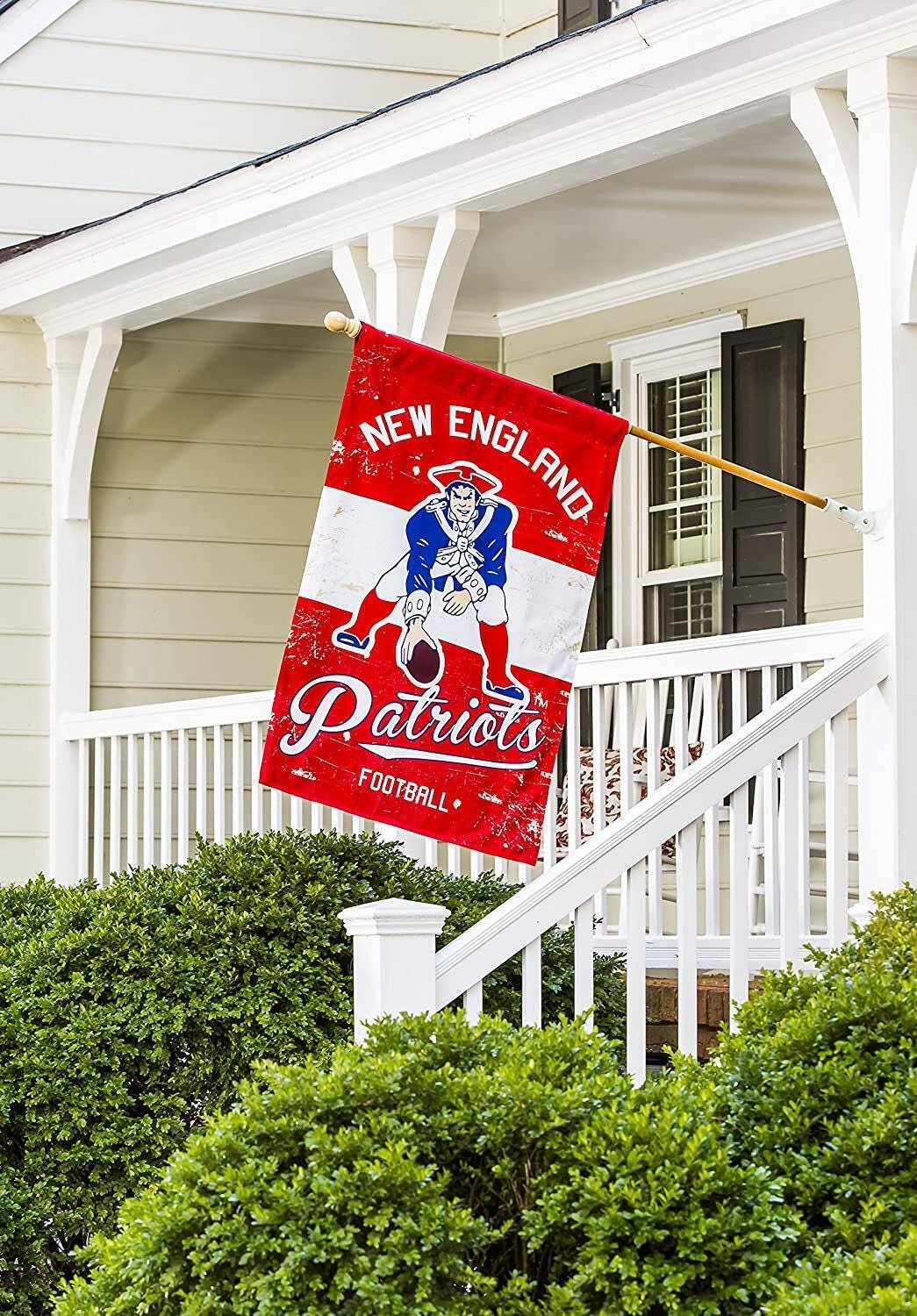 New England Patriots Double Sided Suede Team Flags 28"X44"  Vintage Look