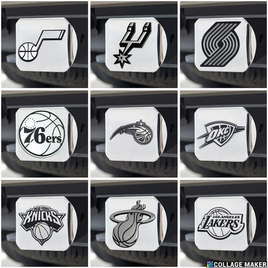 NBA Hitch Covers - Heavy Duty Chrome - 3.4" x 4" - PICK YOUR TEAM