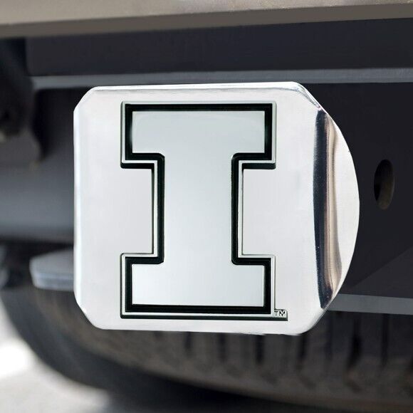 Illinois Fighting Illini Hitch Cover - Heavy Duty Chrome  - 3.4" x 4"