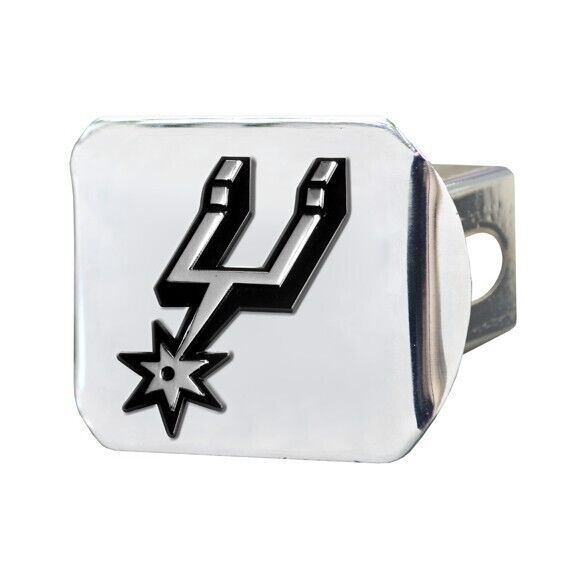 San Antonio Spurs Hitch Cover - Heavy Duty Chrome  - 3.4" x 4"