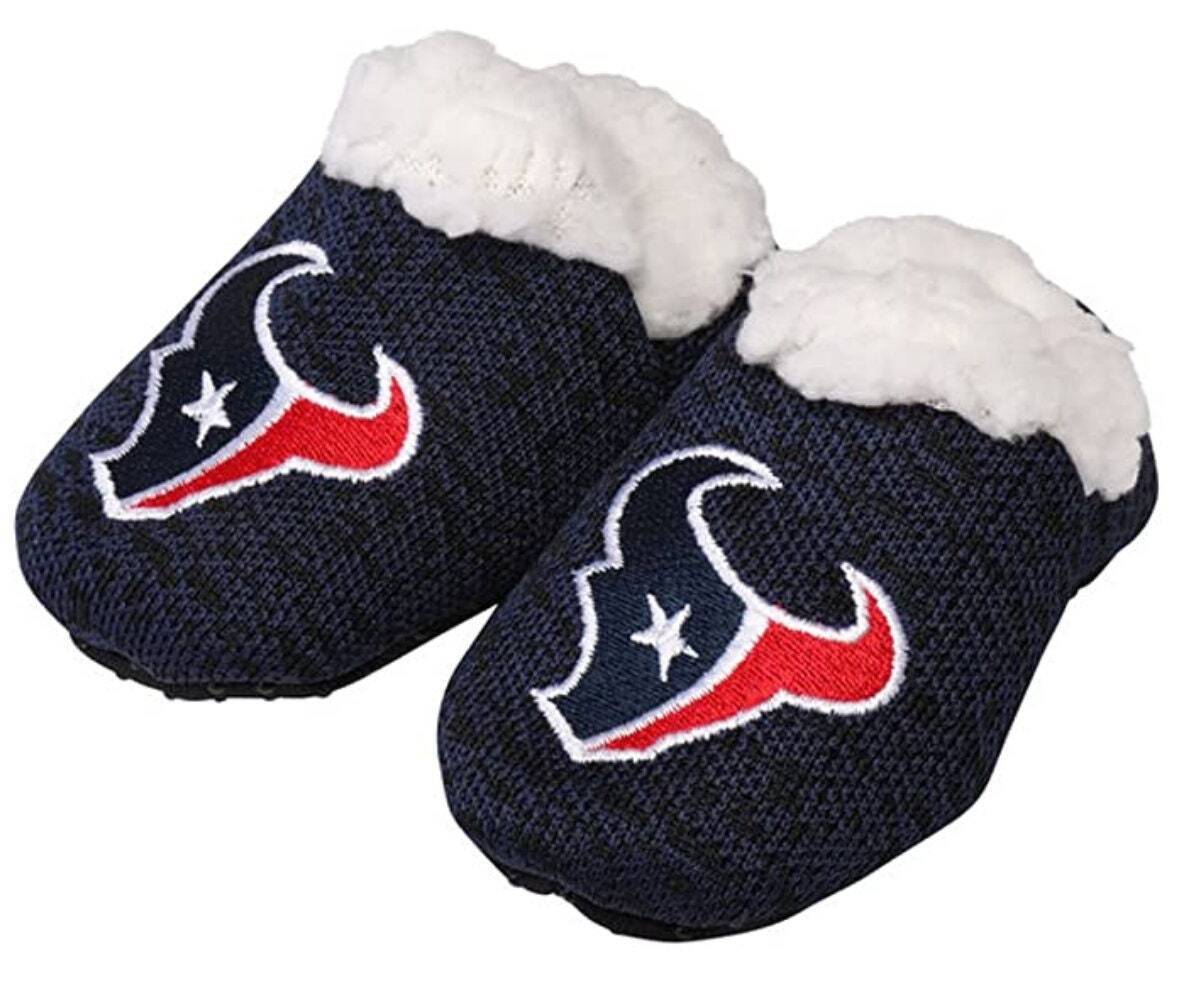 Houston Texans Knit Baby Bootie  Embroidered Graphics  Faux Fur Lining