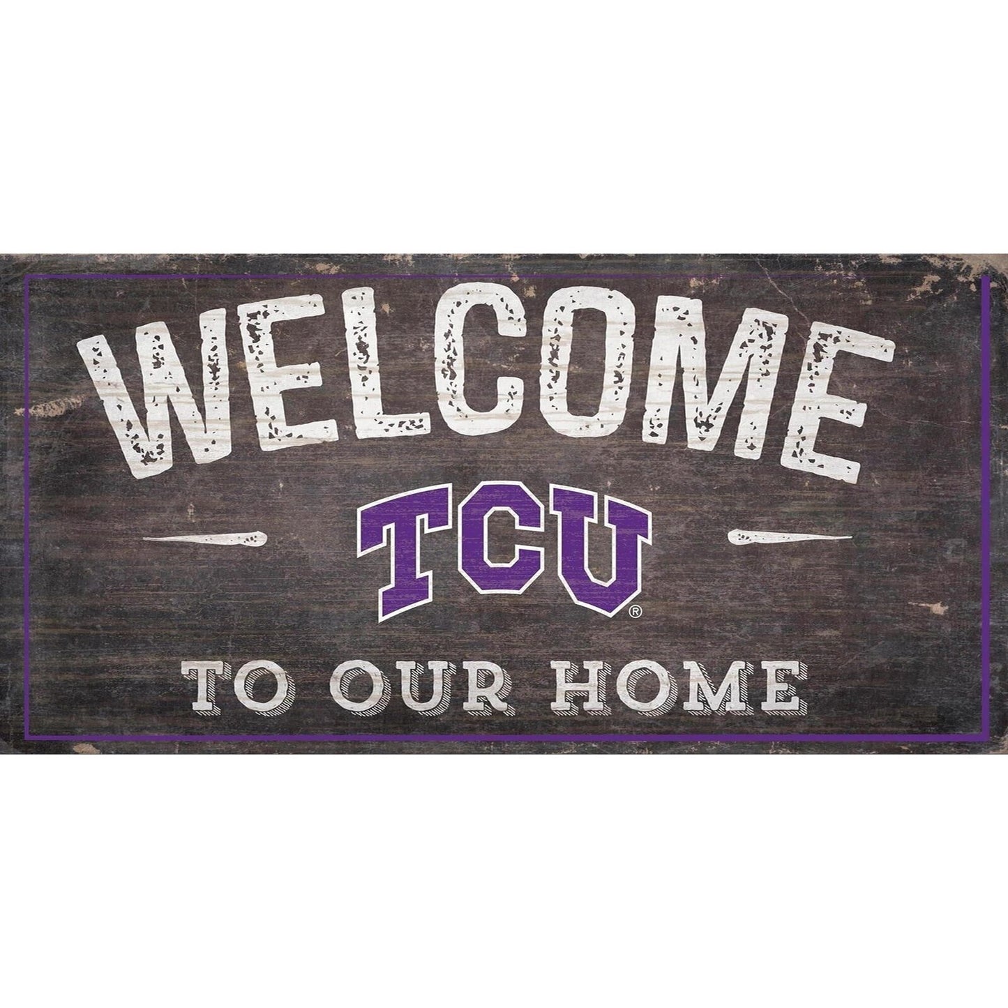 TCU Horned Frogs "Welcome Home" Wood Signs 6"x12"