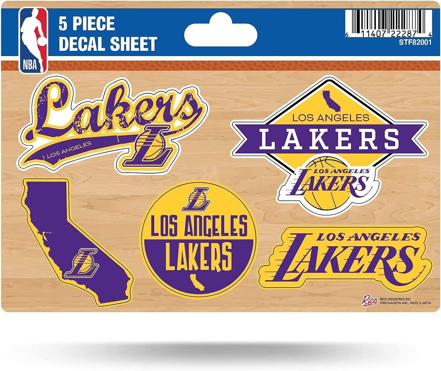 Set of 2 - Los Angeles Lakers NBA 5-Pc Sticker Sheet