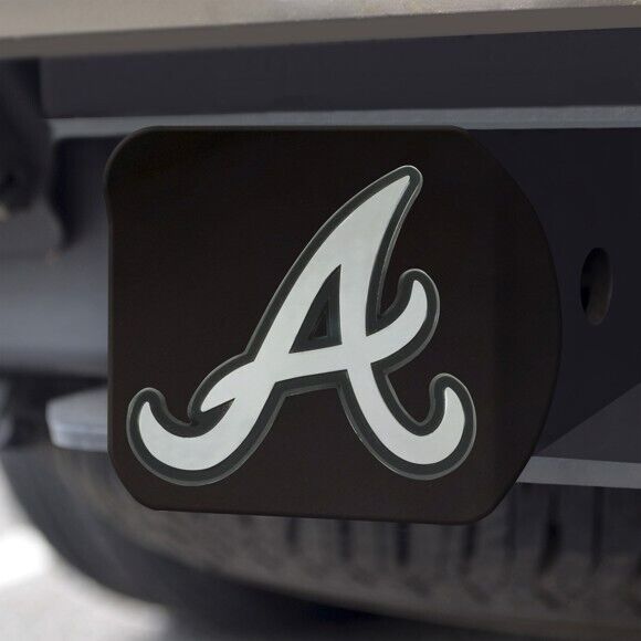 Atlanta Braves Hitch Cover - Heavy Duty Black - 3.4" x 4"