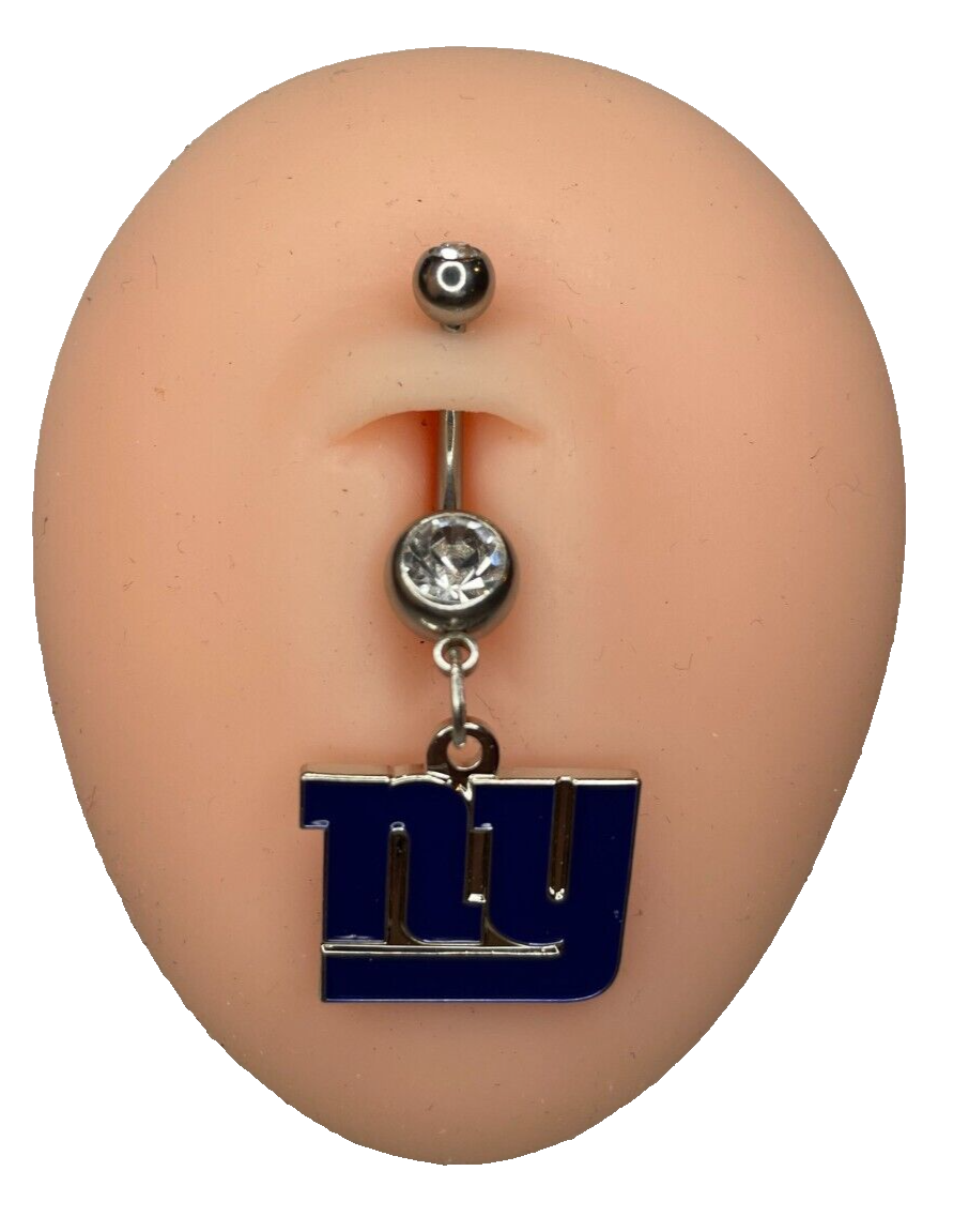 New York Giants Double Gem Surgical Steel Navel Belly Ring Piercing