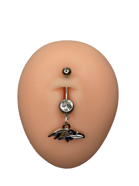 Baltimore Ravens Double Fit Gem Surgical Steel Navel Belly Ring Piercing