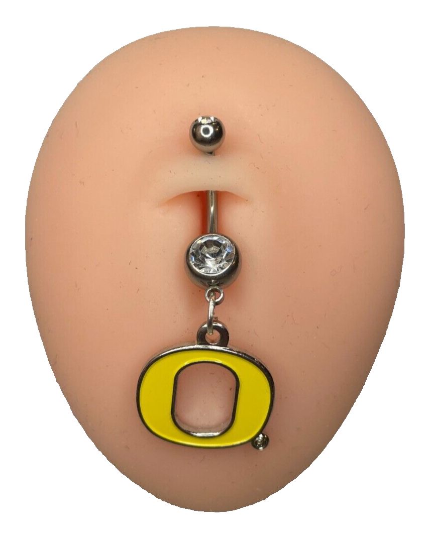 Oregon Ducks Double Gem Surgical Steel Navel Belly Piercing