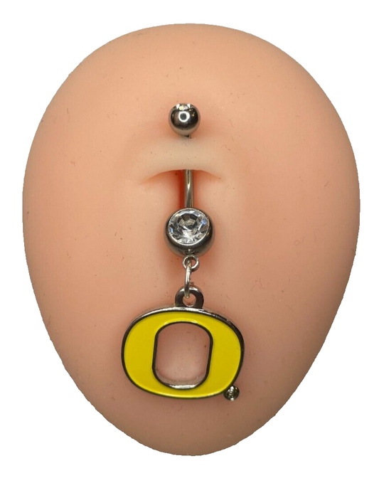 Oregon Ducks Double Gem Surgical Steel Navel Belly Piercing