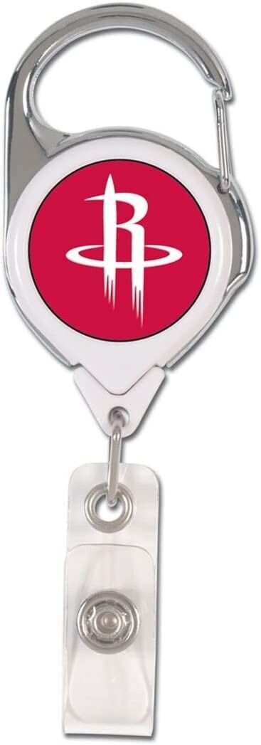 Houston Rockets 24 inch Heavy Duty Retractable Nylon Cord Carabiner Clip