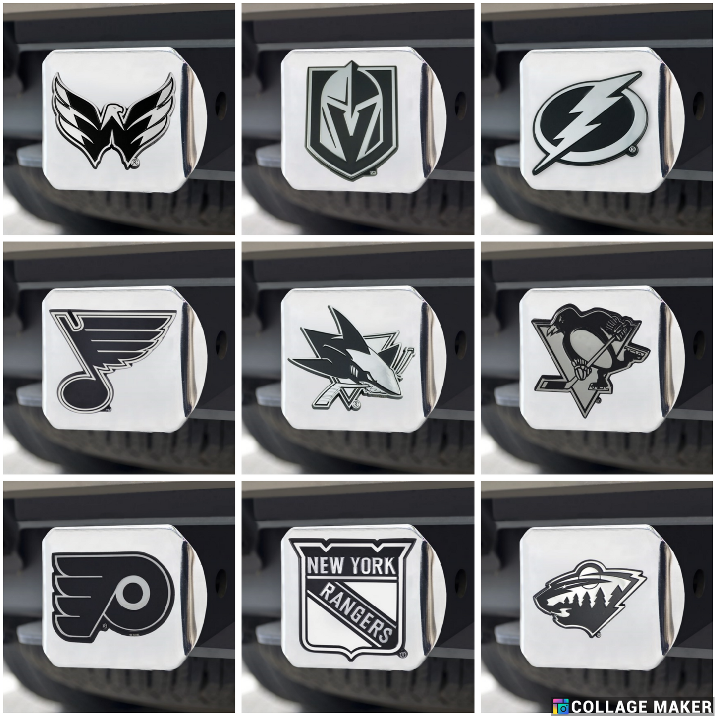 NHL Hitch Covers - Heavy Duty Chrome - 3.4" x 4" - PICK YOUR TEAM