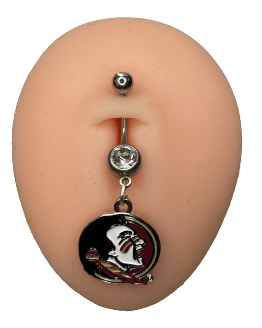 Florida State Seminoles Double Gem Surgical Steel Navel Belly Piercing